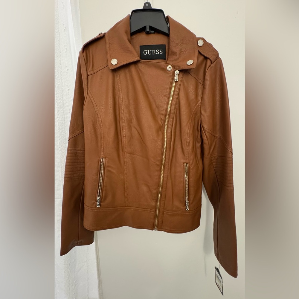 NWT Guess Women's Tan Leather Jacket